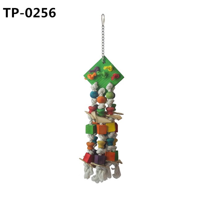 Parrot Cage Bite Toys Wooden Block Bird Cotton Knots Toy for Small and Medium Pet Cage Hanging - Image 3