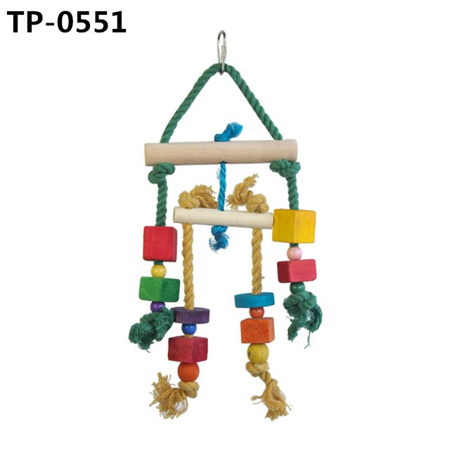 Parrot Cage Bite Toys Wooden Block Bird Cotton Knots Toy for Small and Medium Pet Cage Hanging - Image 4