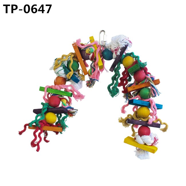 Parrot Cage Bite Toys Wooden Block Bird Cotton Knots Toy for Small and Medium Pet Cage Hanging - Image 5