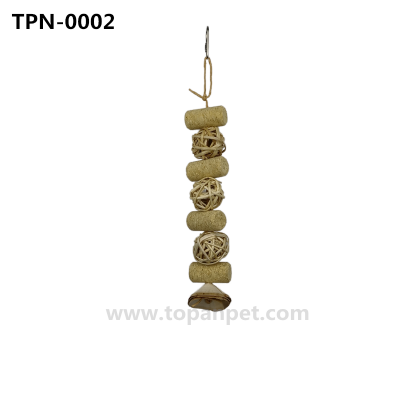 Rattans Ball Cork Blocks Wooden Bird Bites Toy For Parrot Cage Hanging Toy Accessories For Cockatiel ParakeetsTPN-0002