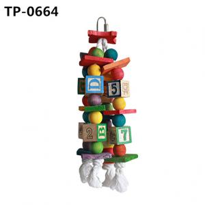 Parrot Chew Toys Wooden Blocks Cage Fun Toy for Macaw African Greys Cockatoo 