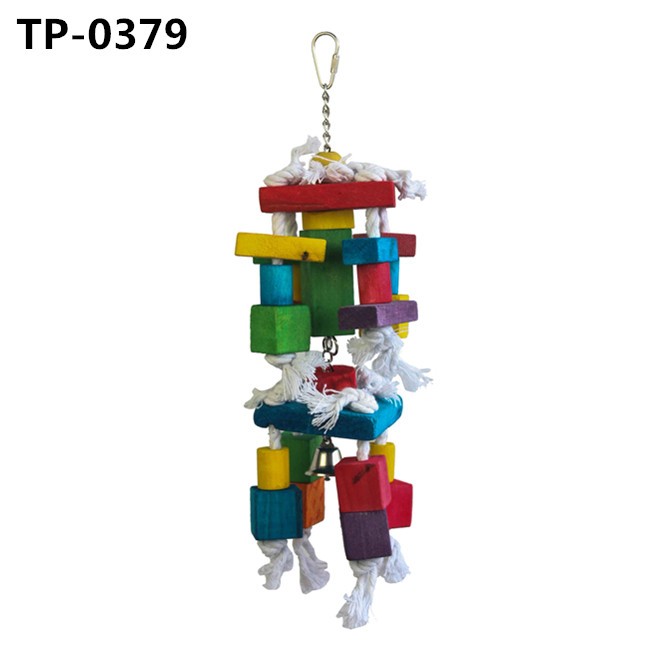 Parrot Chew Toys Wooden Blocks Cage Fun Toy for Macaw African Greys Cockatoo - Image 3