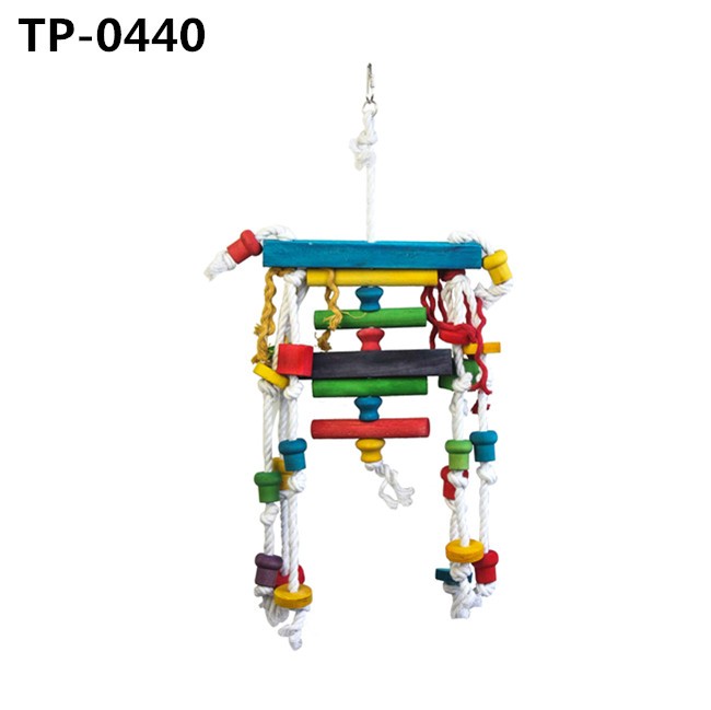 Parrot Chew Toys Wooden Blocks Cage Fun Toy for Macaw African Greys Cockatoo - Image 4