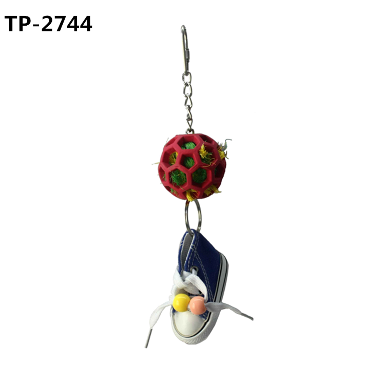 Large Parrot Foot Toy Wooden Blocks Tearing Toys with Mini Sneakers for African Grey Macaws Cockatoos - Image 1