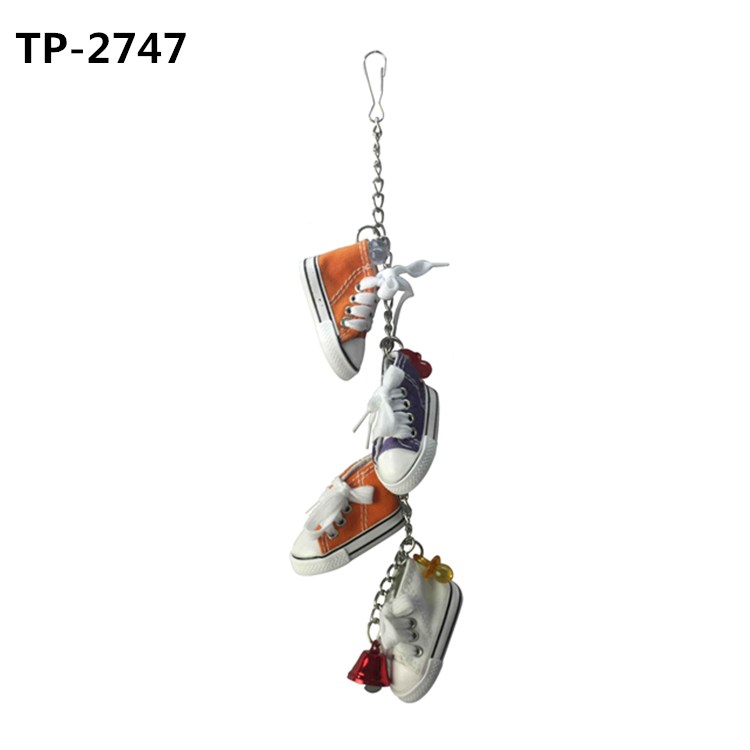 Large Parrot Foot Toy Wooden Blocks Tearing Toys with Mini Sneakers for African Grey Macaws Cockatoos - Image 4