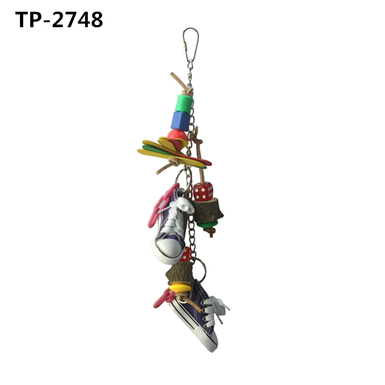 Large Parrot Foot Toy Wooden Blocks Tearing Toys with Mini Sneakers for African Grey Macaws Cockatoos - Image 5