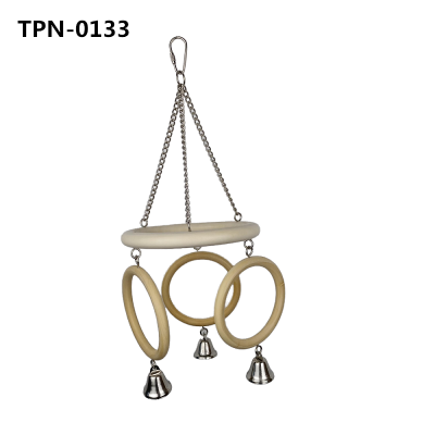 Parrots Wood Perch Stand Ladder ,Swing Climbing Ring Stand with Cotton Rope for Birds ​Small Animals Pets TPN-0133