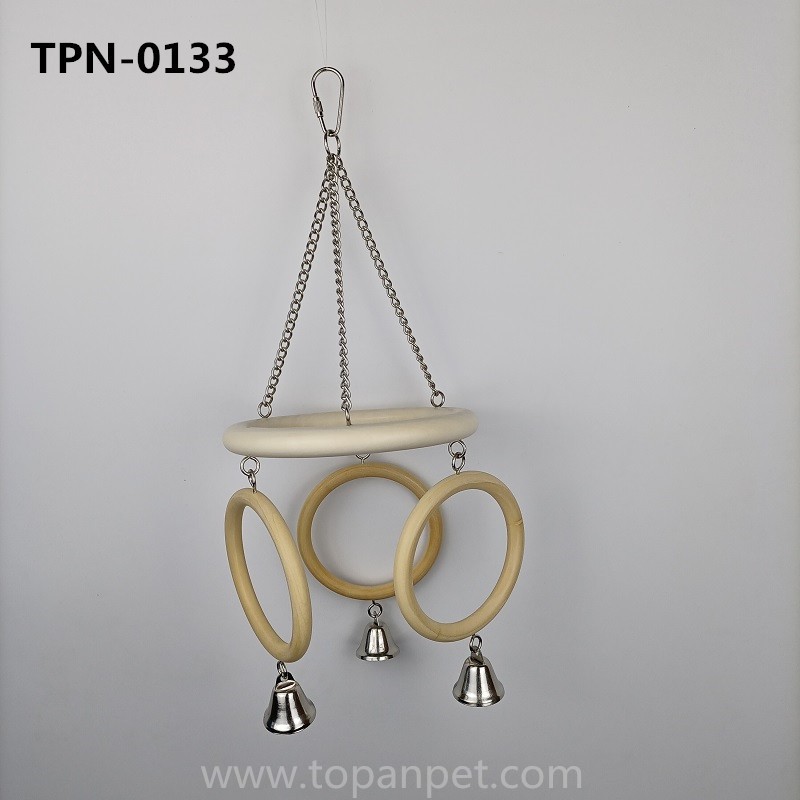 Parrots Wood Perch Stand Ladder ,Swing Climbing Ring Stand with Cotton Rope for Birds Small Animals Pets TPN-0133 - Image 1