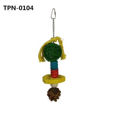 Bird Chew Toys, Rattan Ball,Loofah,Wood Block and Pine ConeTreats for Conure Cockatoo Parakeet Budgies Cockatiel Lovebirds Pets Cage Bite Toys​ TPN-0104 - 副本