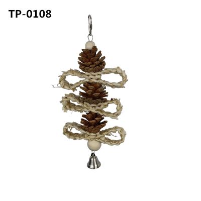 Pine Cones Parrots Chewing Toy Balance Training Bird Toy Swing Toys Corn Husk Bird Shredding Toy for Birds Birdcage Hanging Decor​ TPN-0108