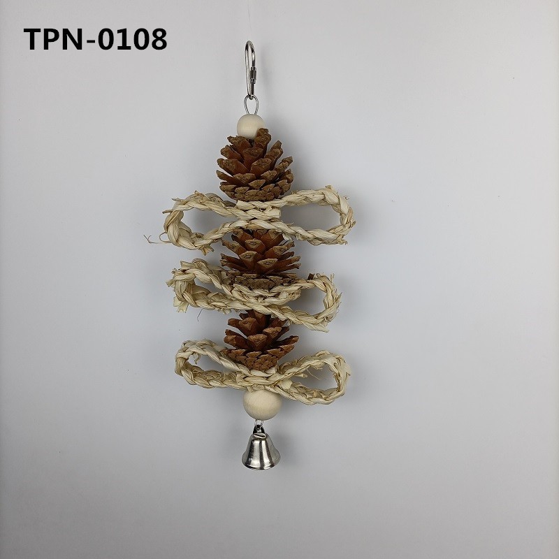 Pine Cones Parrots Chewing Toy Balance Training Bird Toy Swing Toys Corn Husk Bird Shredding Toy for Birds Birdcage Hanging Decor TPN-0108