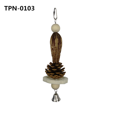 Bird Chewing Toy with Natural Pine Cones and Loofah for Small and Medium Parakeets Cockatiels Conures Lovebirds​ TPN-0103