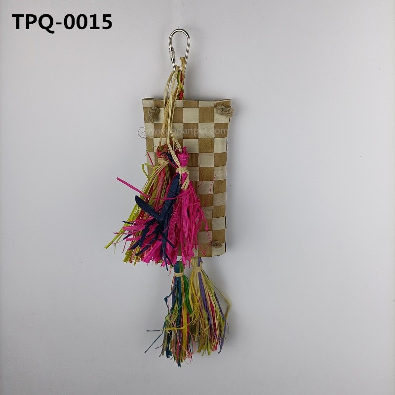 Woven Palm Leave Bird Toys Raffia Grass Shredding Parrot Toys TPQ-0015 - Image 1
