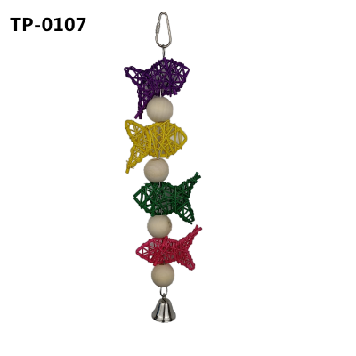 Parrot Toy Rattan Ball Fish Shape Birds Decorative Hanging Cage Toy for Small Bird Cockatiel​ Parakeet​ TPN-0107