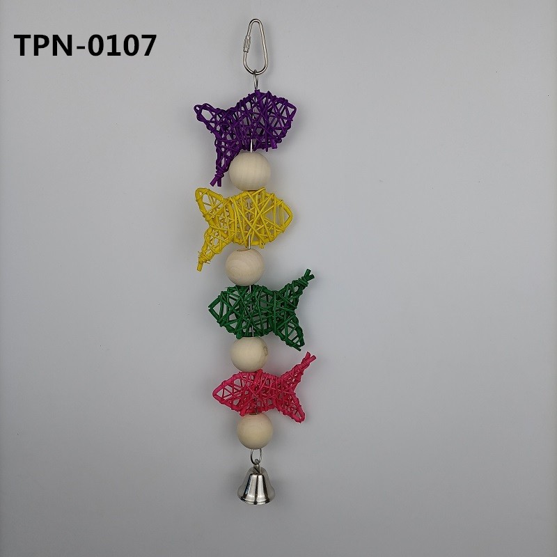 Parrot Toy Rattan Ball Fish Shape Birds Decorative Hanging Cage Toy for Small Bird Cockatiel Parakeet TPN-0107