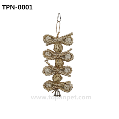 Rattans Ball Corn Husk Entertainment Wood Bird Toy For Parrots Chewing Block Cage Toy Accessories For Cockatiel Parakeets​TPN-0001