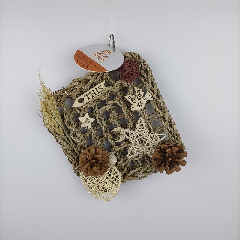 Safe Chews Seagrass Rattan Balls Pine Cone Decorative Mat Bird Toys TPS-1689 - Image 1