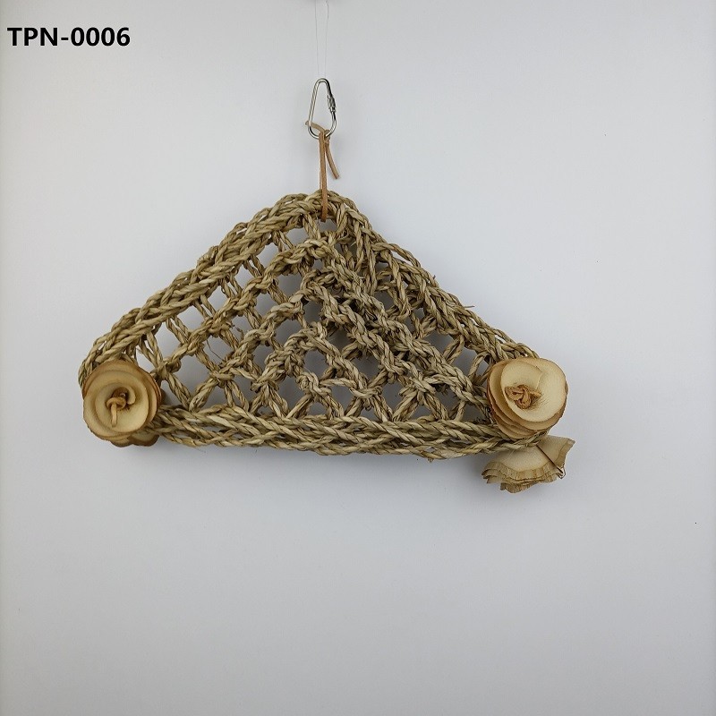 Edible Seagrass Woven Parrot Climbing Hammock Mat with Bird Chewing ToysTPN-0006 - Image 1