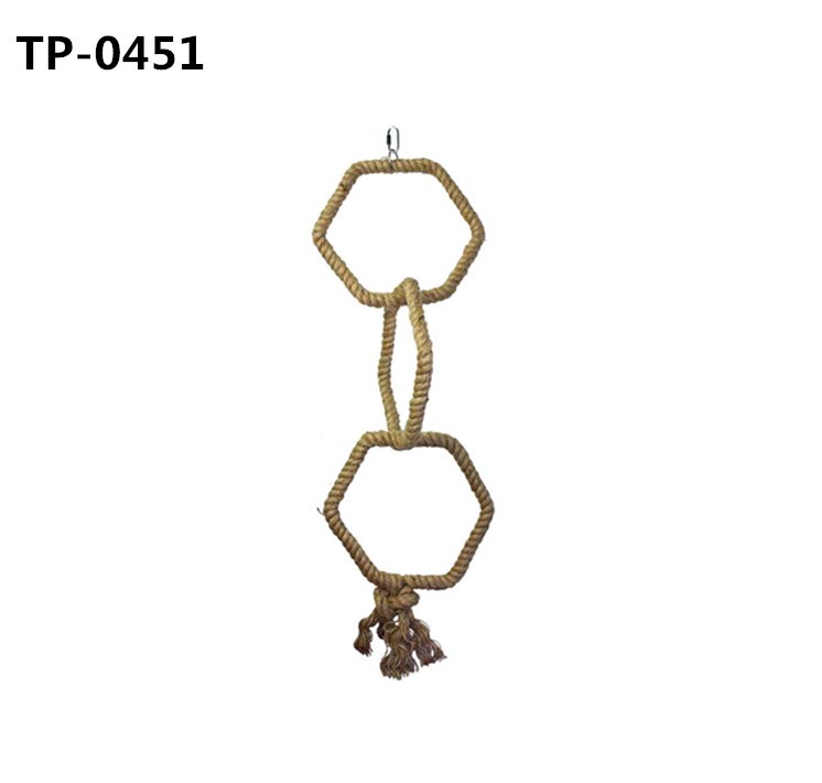 Sisal Bird Cage Stand Perch Parrot Hanging Swing for Climbing Chews