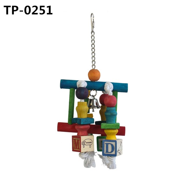 Small Bird Parrot Hanging Bite Wooden Blocks Cage Fun Toy with China Wholesale Price - Image 2