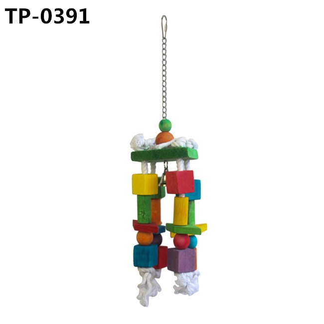 Small Bird Parrot Hanging Bite Wooden Blocks Cage Fun Toy with China Wholesale Price - Image 4