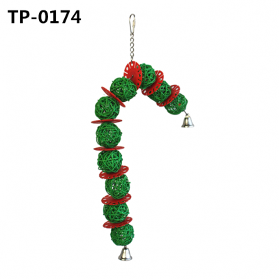 Vine Ball Candy Cane Christmas Bird Toy for Parrotlets, Parakeets, Cockatiels, Lovebirds  TP-0174 Vine Ball Candy Cane Christmas Bird Toy for Parrotlets, Parakeets, Cockatiels, Lovebirds  TP-0174
