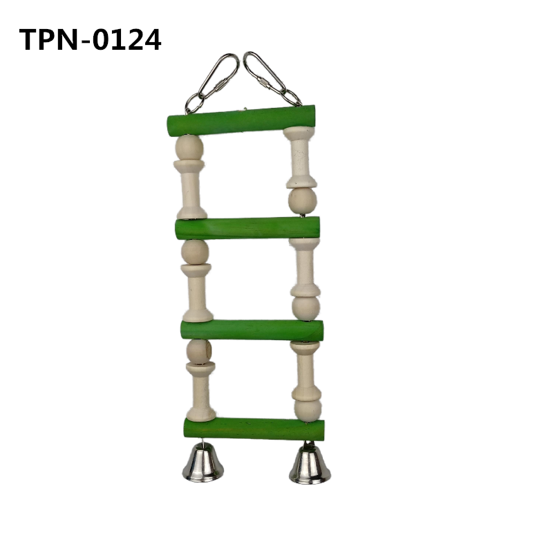 Safe Wood Bird Parrot Toy Ladders Swing Chewing Toys Hanging Pet Bird Cage Accessories Hammock Swing Toy for Small Parakeets ,Cockatiels, Lovebirds, Conures, Finches TPN-0124