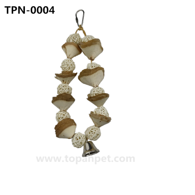 Wood Flower Bird Bites Toys Rattan Balls Parrot Shredding Toys for Cockatoo African Grey Macaw Eclectus Amazon Parakeet Cockatiel Conure Budgie Lovebird Finch Cage​TPN-0004