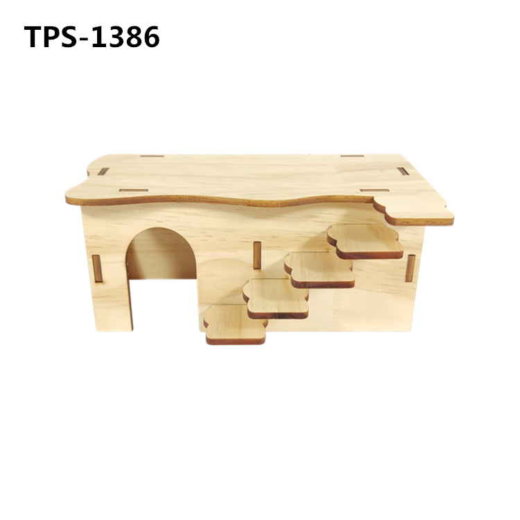 Wood Hamster House,Chinchilla Hut with Steps Ladders and Window Multi-Chamber Small Animal Hideout Maze Habitat Decor for Dwarf Mice,Rats,Mouse Gerbils, Chinchilla TPS-1382/1386 - Image 2