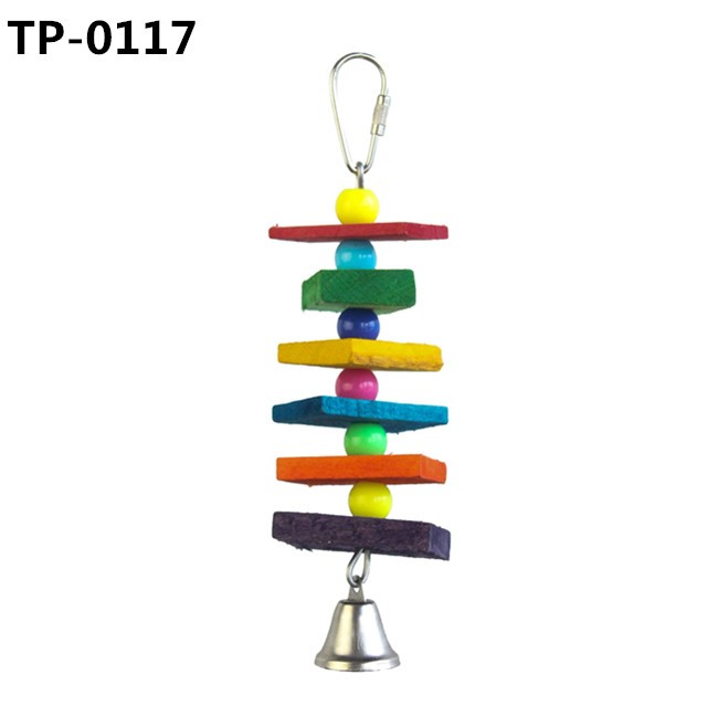 Wooden Block Cotton Knots Bird Parrot Toys for Small and Medium Parrots and Birds - Image 1