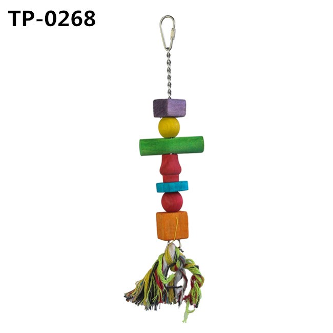 Wooden Block Cotton Knots Bird Parrot Toys for Small and Medium Parrots and Birds - Image 3