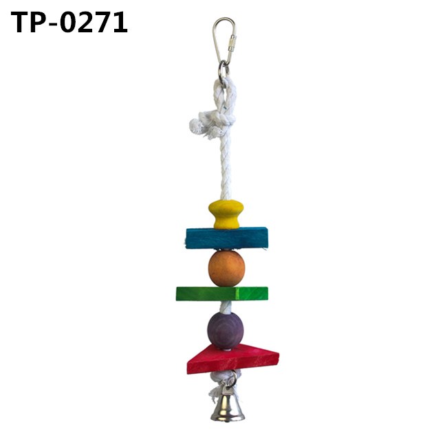 Wooden Block Cotton Knots Bird Parrot Toys for Small and Medium Parrots and Birds - Image 4